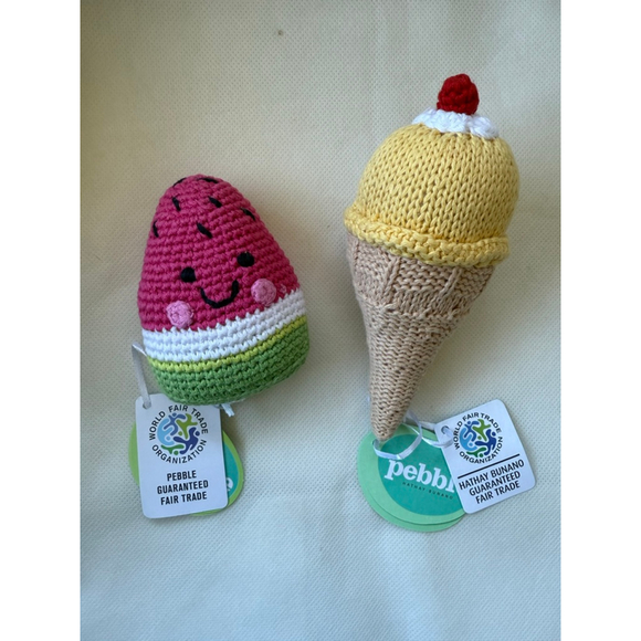NWT Pebble Child Hathay Bunano Fair Trade Crochet Watermelon Rattle - Picture 5 of 6